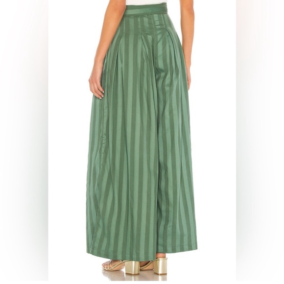 TULAROSA Revolve Kade Pant Green Striped Pleated Wide Leg Trousers Size Large - Picture 3 of 13